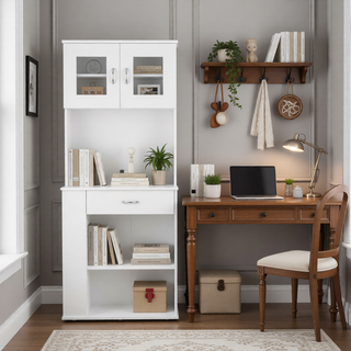 Sunvega Black Multistorage Pantry Cabinet with One Drawer and Two Shelves