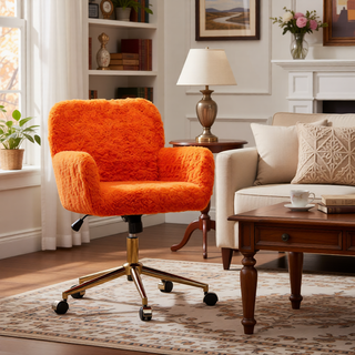 Sunvega Plush Faux Alpaca Fabric Double Cushion Wide 26.4 Inch Office Chair
