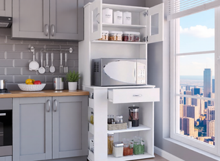 Sunvega Black Multistorage Pantry Cabinet with One Drawer and Two Shelves