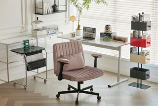 Sunvega Orange Criss Cross Armrest Office Chair with Wheels for Home Office