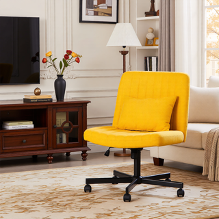 Sunvega Adjustable Ergonomic Armless Office Chair with Plush Linen Upholstery