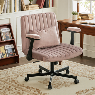 Sunvega Orange Criss Cross Armrest Office Chair with Wheels for Home Office