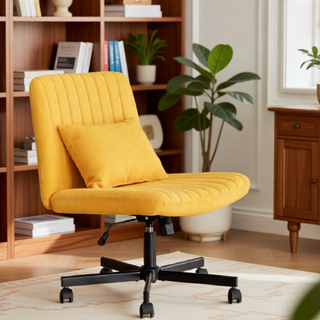 Sunvega Adjustable Ergonomic Armless Office Chair with Plush Linen Upholstery