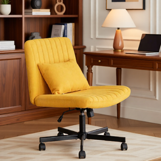 Sunvega Adjustable Ergonomic Armless Office Chair with Plush Linen Upholstery