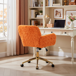 Sunvega Plush Faux Alpaca Fabric Double Cushion Wide 26.4 Inch Office Chair