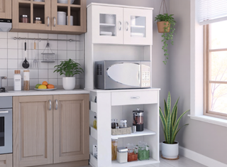 Sunvega Black Multistorage Pantry Cabinet with One Drawer and Two Shelves