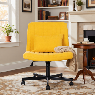 Sunvega Adjustable Ergonomic Armless Office Chair with Plush Linen Upholstery