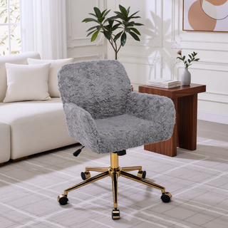 Sunvega Plush Faux Alpaca Fabric Double Cushion Wide 26.4 Inch Office Chair