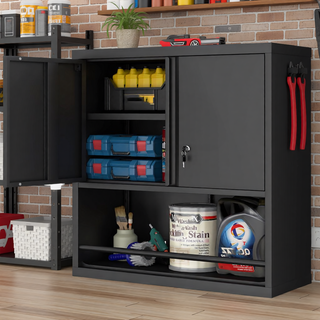 Sunvega White Wall Mounted Metal Storage Cabinet With Adjustable Shelves And Lock