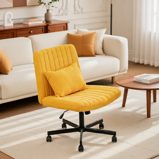 Sunvega Adjustable Ergonomic Armless Office Chair with Plush Linen Upholstery