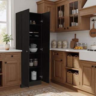 Sunvega Black Multistorage Pantry Cabinet with One Drawer and Two Shelves