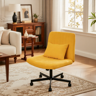Sunvega Adjustable Ergonomic Armless Office Chair with Plush Linen Upholstery