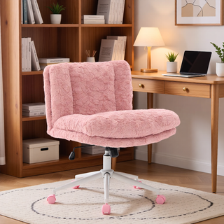 Sunvega Plush Faux Alpaca Fabric Double Cushion Wide 26.4 Inch Office Chair