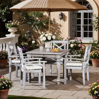 Sunvega FSC Certified Weather Resistant Dining Chairs with Detachable Cushion