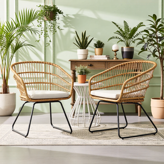 Sunvega Transitional Polyethylene Rattan Dining Chairs with Water-Resistant Cushions