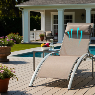 Sunvega Durable Textilene Fabric Chaise Lounge Chairs Set with Side Table