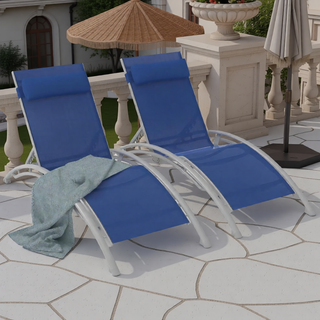 Sunvega Durable Textilene Fabric Chaise Lounge Chairs Set with Side Table