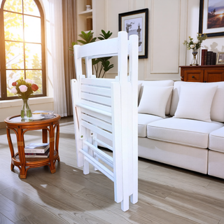 Sunvega Solid Wood Folding Chairs with Slatted Seat and Open Back for Events Set of 4