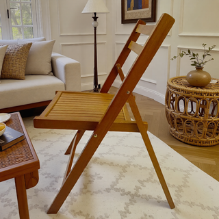 Sunvega Solid Wood Folding Chairs with Slatted Seat and Open Back for Events Set of 4