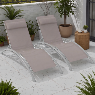 Sunvega Durable Textilene Fabric Chaise Lounge Chairs Set with Side Table