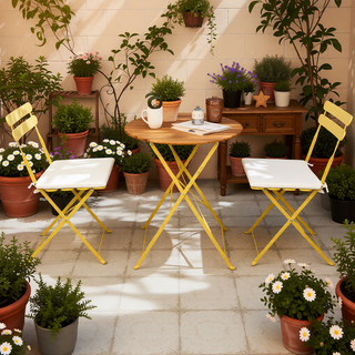 Sunvega 3-Piece Pink Metal Patio Bistro Set with Folding Chairs and Table