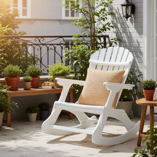 Sunvega Folding Acacia Wood Adirondack Chair with Slatted Seat and Rustic Design