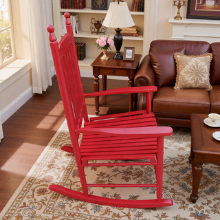 Sunvega Black Painted Populus Wood Porch Rocker Chair with Wide Seat