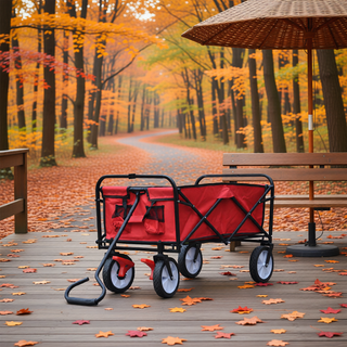 Sunvega Heavy Duty Folding Outdoor Cart with Front Wheel Brakes and Cup Holders