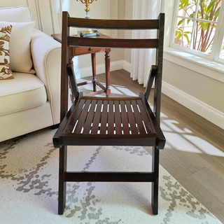 Sunvega Solid Wood Folding Chairs with Slatted Seat and Open Back for Events Set of 4