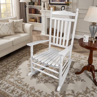Sunvega Black Painted Populus Wood Porch Rocker Chair with Wide Seat