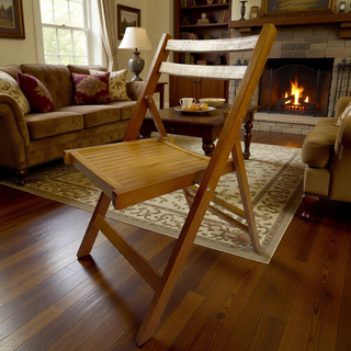 Sunvega Solid Wood Folding Chairs with Slatted Seat and Open Back for Events Set of 4