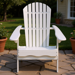 Sunvega Folding Acacia Wood Adirondack Chair with Slatted Seat and Rustic Design