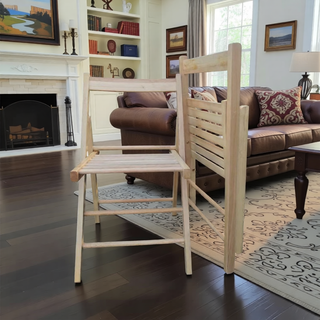 Sunvega Solid Wood Folding Chairs with Slatted Seat and Open Back for Events Set of 4
