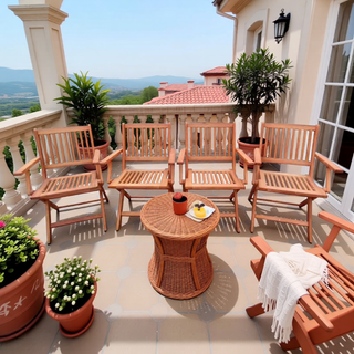 Sunvega Solid Wood Folding Chairs with Slatted Seat and Open Back for Events Set of 4