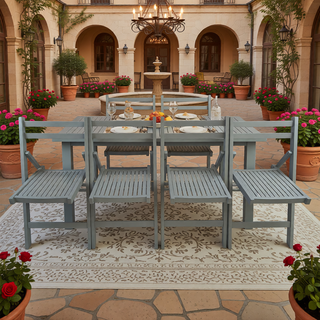 Sunvega Solid Wood Folding Chairs with Slatted Seat and Open Back for Events Set of 4