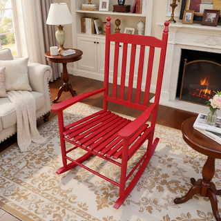 Sunvega Black Painted Populus Wood Porch Rocker Chair with Wide Seat
