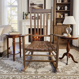 Sunvega Black Painted Populus Wood Porch Rocker Chair with Wide Seat