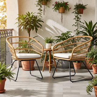 Sunvega Transitional Polyethylene Rattan Dining Chairs with Water-Resistant Cushions