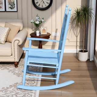 Sunvega Black Painted Populus Wood Porch Rocker Chair with Wide Seat