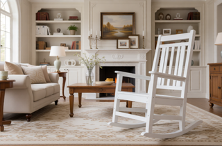 Sunvega All Weather-resistant Black Rocking Chair Set with Wood-Texture and Side Table