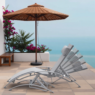 Sunvega Durable Textilene Fabric Chaise Lounge Chairs Set with Side Table