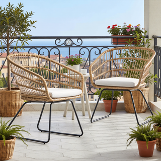 Sunvega Transitional Polyethylene Rattan Dining Chairs with Water-Resistant Cushions