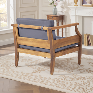 Sunvega Acacia Wood Club Chair with Water-Resistant Cushions for Patio
