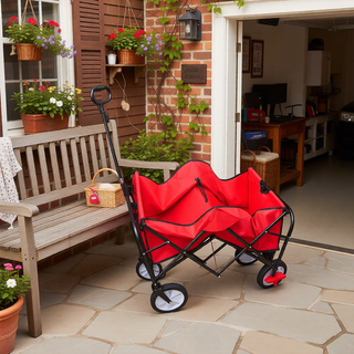 Sunvega Heavy Duty Folding Outdoor Cart with Front Wheel Brakes and Cup Holders