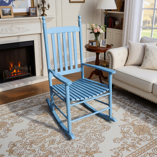 Sunvega Black Painted Populus Wood Porch Rocker Chair with Wide Seat