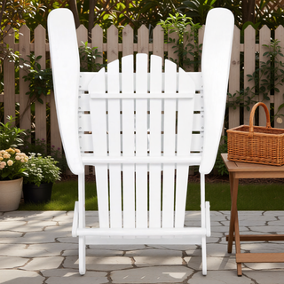 Sunvega Folding Acacia Wood Adirondack Chair with Slatted Seat and Rustic Design