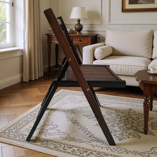 Sunvega Solid Wood Folding Chairs with Slatted Seat and Open Back for Events Set of 4