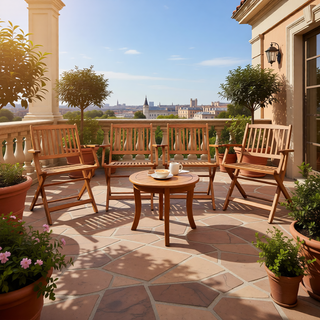 Sunvega Solid Wood Folding Chairs with Slatted Seat and Open Back for Events Set of 4