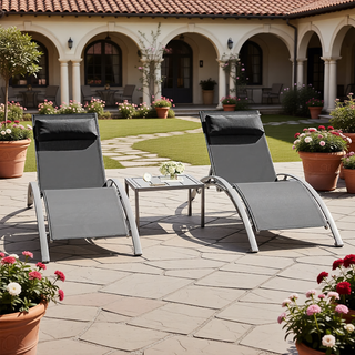 Sunvega Durable Textilene Fabric Chaise Lounge Chairs Set with Side Table