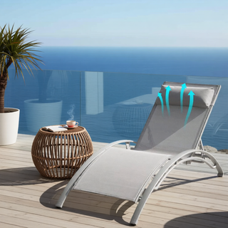 Sunvega Durable Textilene Fabric Chaise Lounge Chairs Set with Side Table